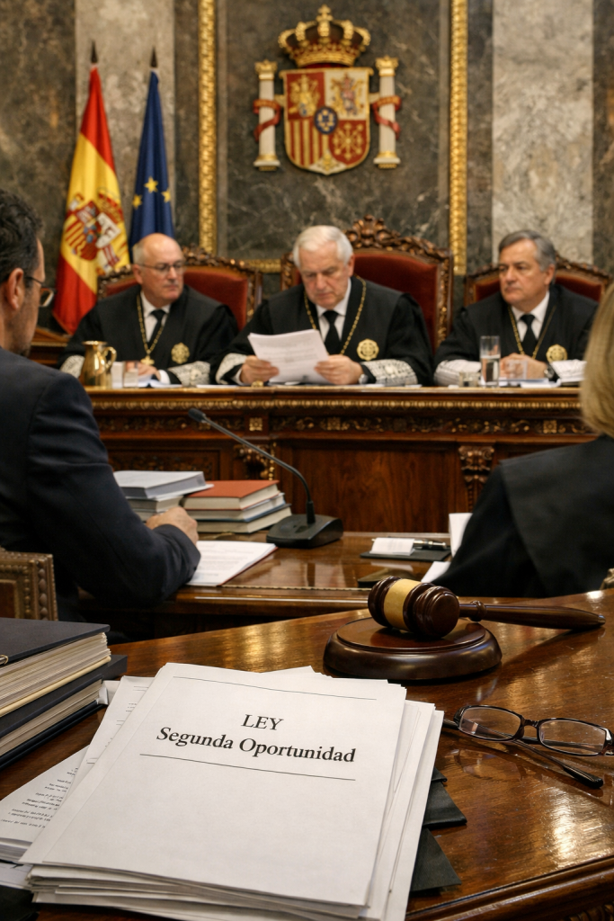 Magistrados del Tribunal Supremo analizando sentencias sobre la Ley de Segunda Oportunidad y la exoneración del pasivo insatisfecho